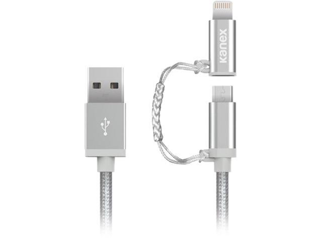 Kanex K8PMU4FPSV Silver Micro USB & Lightning Combo Cable