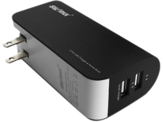 SHARKK Black 5000 mAh Dual-USB Portable Backup Battery / Power Bank / Wall Plug Charger
