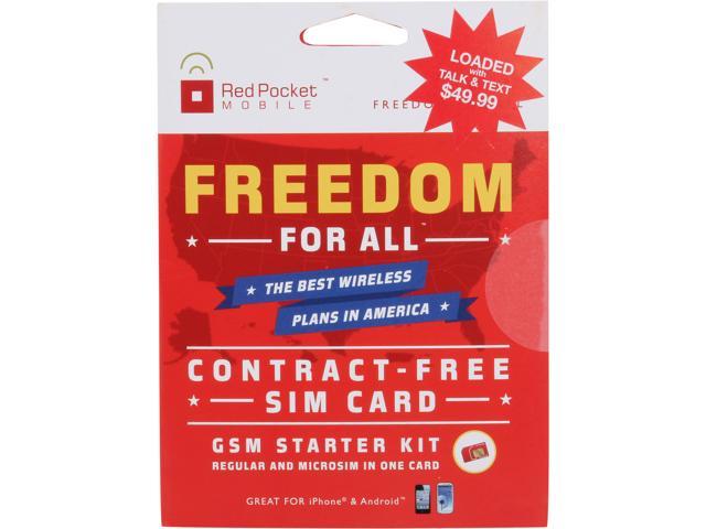 Red Pocket Standard & Micro All-In-One SIM Card Preloaded with $49.99 Unlimited Plan (unlimited  Web Data)