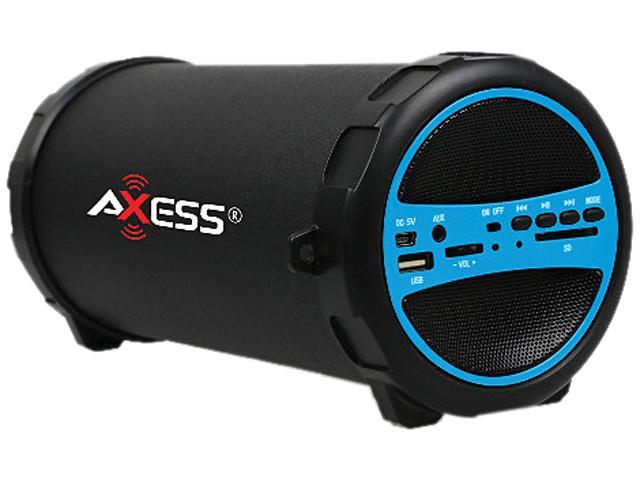 Axess SPBT1031-BL Portable Bluetooth Hi-Fi Cylinder Loud Speaker with SD Card, USB, AUX And FM Inputs, 3.00" Sub
