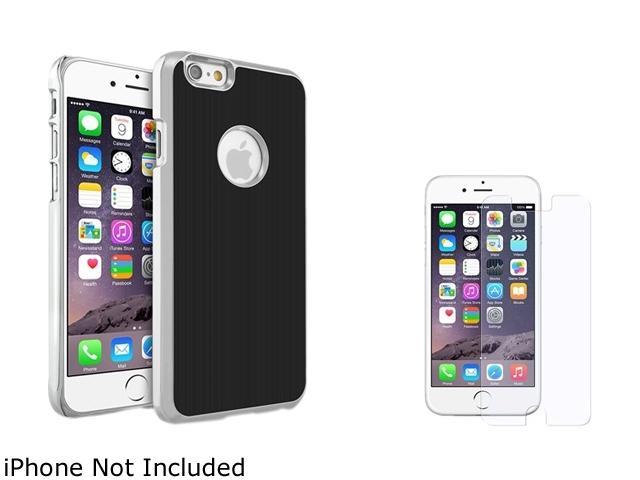 Insten Black Brushed Aluminum Case Cover with Anti-Glare Screen Protector for Apple iPhone 6 (4.7-inch) 2002614