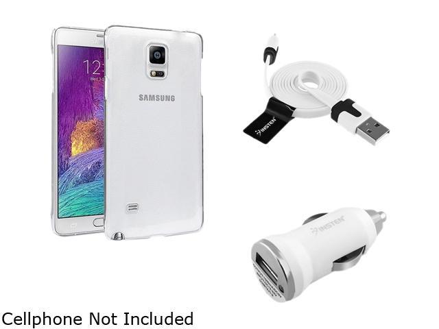 Insten Clear Hard Crystal Case Cover + 3 ft Micro USB Noodle Cable + Car Charger For Samsung Galaxy Note 4 1975326