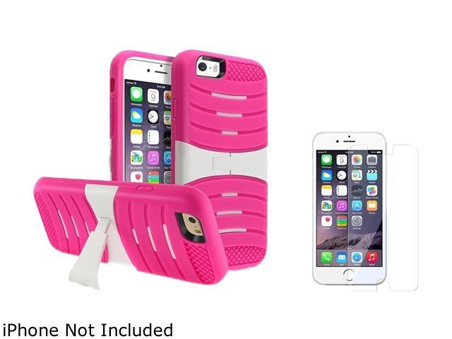 1X Hybrid Case with Stand compatible with Apple iPhone 6 (4.7"), Pink Skin/White Hard Note: NOT compatible with Apple iPhone 6 Plus Keep your cell phone protected in style with this dual-layered
