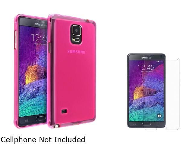 Insten Hot Pink Jelly TPU Case Cover + Colorful Diamond Screen Protector for Samsung Galaxy Note 4 1963447