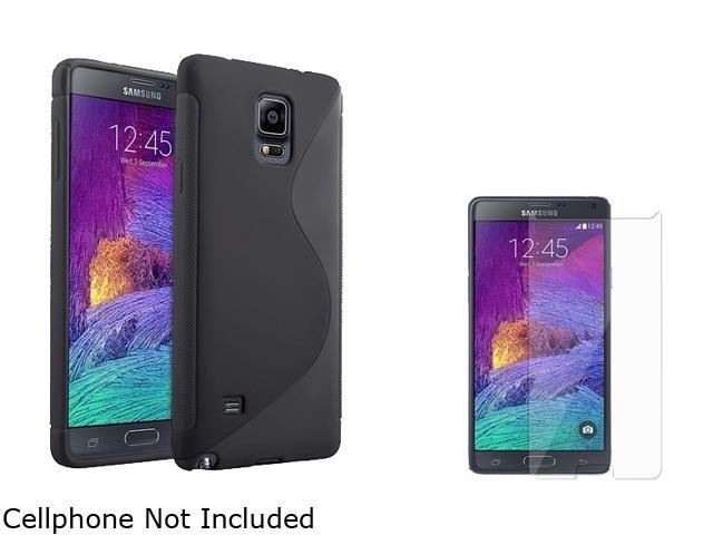 Insten Black S Shape TPU Case Cover + Screen Protector for Samsung Galaxy Note 4 1963458