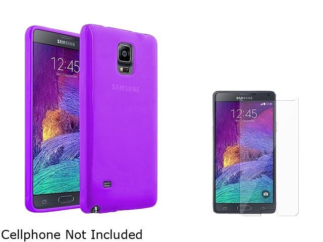 Insten Frost Clear Purple TPU Case Cover + Screen Protector for Samsung Galaxy Note 4 1963524