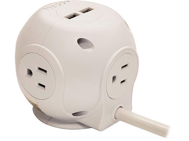 Accell Power Cutie - 540J surge protector, 3 AC outlets, 4 USB-A ports, 6 ft - White