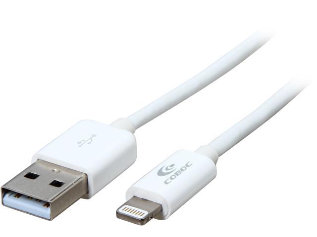 Coboc iSyncLT8-6-WH MFi Certified, Apple approved, White 6ft 8-Pin Lightning Connector to USB Cable compatible with the newest iOS 8.1 and beyond - Charge and Sync Cable