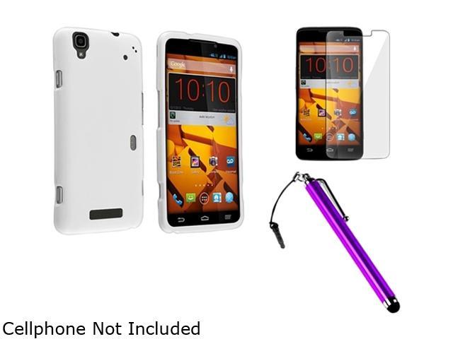 Insten White Snap-in Rubber Coated Case with Screen Protector + Stylus for ZTE Max N9520 1793741
