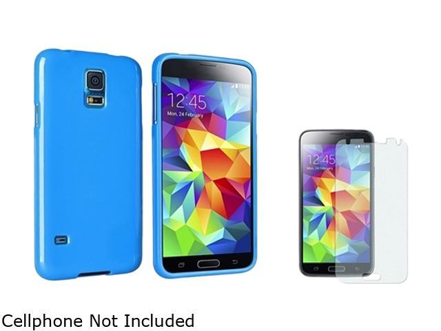 Insten Sky Blue Jelly TPU Rubber Case with Colorful Diamond LCD Screen Protector for Samsung Galaxy S5 / SV 1841982