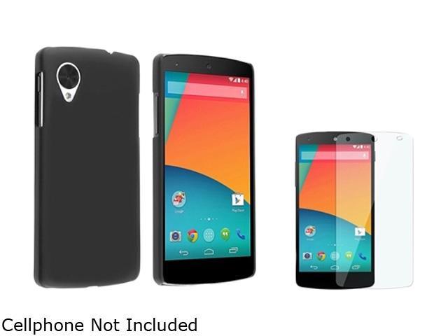 Insten Black Snap-in Rubber Coated Case with Screen Protector Compatible with LG Nexus 5 D820 1624592