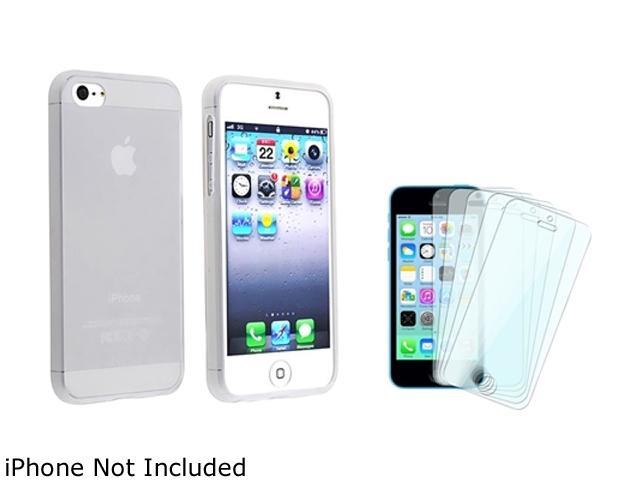 Insten Frost Clear White TPU Case with 5-Pack Screen Protector Compatible with Apple iPhone 5 / 5S 1666521