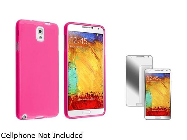Insten Clear Hot Pink TPU Case with Mirror Screen Protector Compatible with Samsung Galaxy Note III Note 3 N9000 1457950