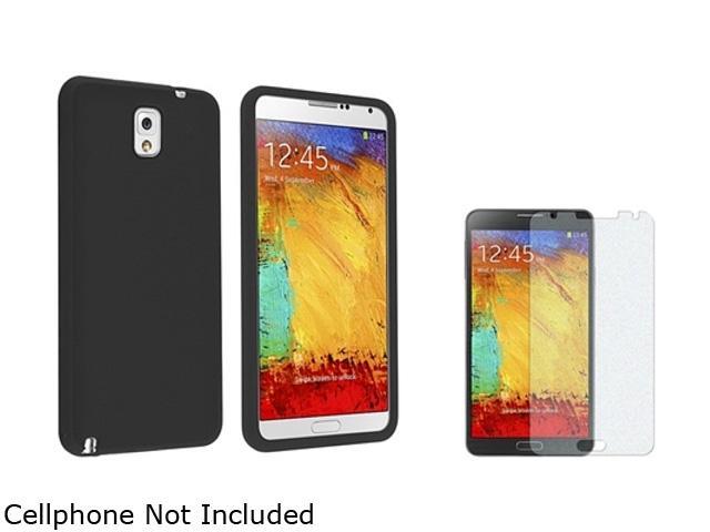 Insten Black Silicone Case with Colorful Diamond Screen Protector Compatible with Samsung Galaxy Note 3 N9000 1457980