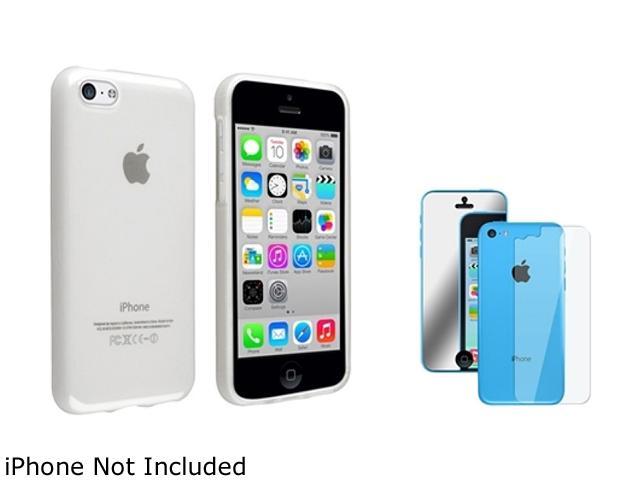 Insten Frost Clear TPU Rubber Case with 2 LCD Kit (Front Mirror / Back Transparent) Film Guard for iPhone 5C 1530204