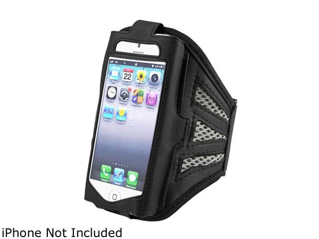 Insten Black/Silver Deluxe ArmBand compatible with Apple iPhone 5 / 5C / 5S 1401122