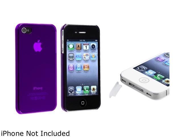 Insten Purple Slim Fit Snap-on Case with Clear Docking Port Cap compatible with Apple iPhone 4 4S 4th 4 gen