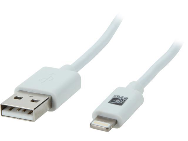 Dino White 3 ft. MFi Certified, Apple approved, 8-pin Lightning Connector to USB Cable compatible with the newest iOS 7.1 and beyond - Charge and Sync Cable