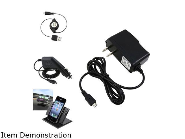 Insten Retractable Cable + Chargers Bundle Compatible with Samsung Galaxy S2 i727 i777 S4 i9500