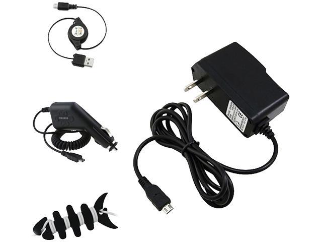 Insten USB Cable + Car Home Chargers + Fishbone Wrap Compatible with Samsung Galaxy S3 SIII i9300 S4 i9500