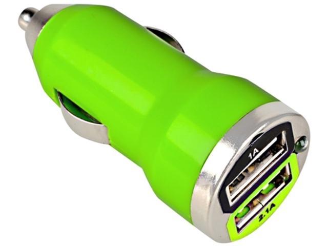 Insten Dual USB Mini Car Charger Adapter Compatible with Blackberry Z10, Green