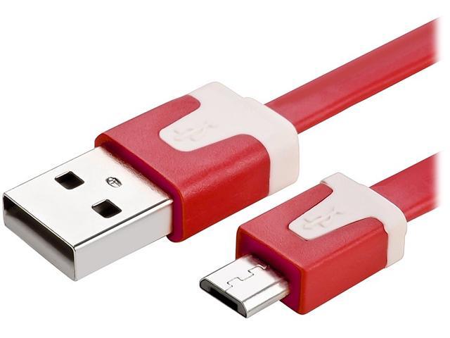 Insten 1668000 Red 1 x 3.3ft Micro USB [2-in-1] Noodle Cable