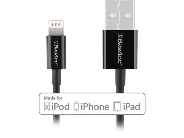 [Apple MFi Certified] BasAcc Lightning Cable 3.3ft/ 1m 8 pin to USB SYNC Cable Charger Cord for Apple Phone 6 Plus / 6 / 5s / 5c / 5 / iPad Air / iPad mini / mini 2 / iPad 4 / iPod nano 7, Black
