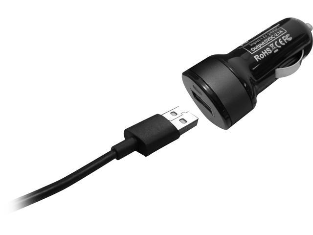 PQI 6PCM-008R0006A Black i-Charger Du-Plug Car Charger w Double-Header Design - Lightning Cable and Android Micro USB