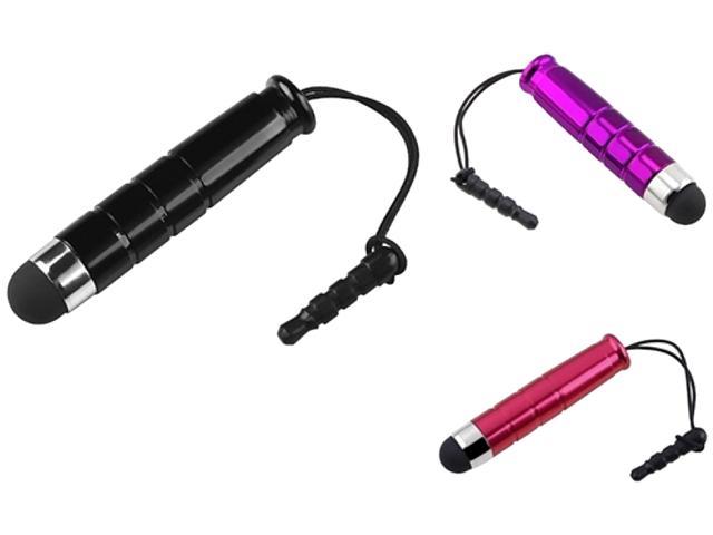Insten 3pc Mini Stylus Black Purple Red Compatible with Samsung Galaxy S3 i9300 S4 i9500 i717 Note 2