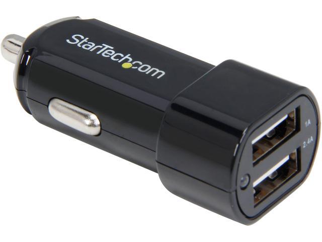 StarTech.com USB2PCARBK Black Dual-port USB Car Charger - 17W/3.4A