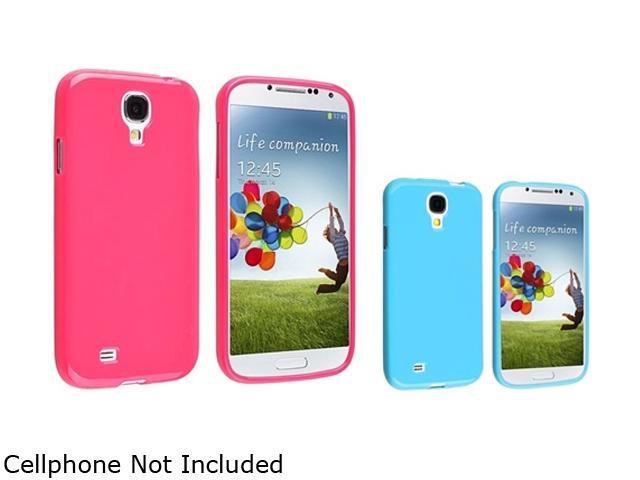 Insten Pink + Blue Jelly Rubber TPU Skin Gel Case Cover Compatible with Samsung Galaxy SIV S4 i9500
