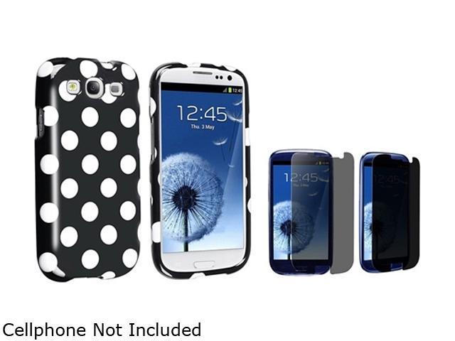 Insten Black / White Polka Dots Hard plastic Case with Colorful Diamond LCD Cover for Samsung Galaxy S3 /  SIII i9300 812247