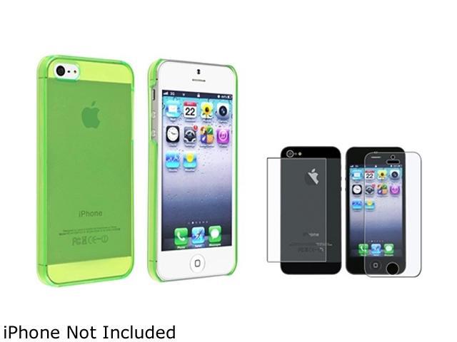 Insten Clear Green Clip-on Slim Case + 2 LCD Kit (Front & Back) Anti-Glare Screen Cover Compatible With Apple iPhone 5 / 5s 831831