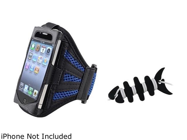 Insten Black / Dark Blue Deluxe ArmBand+Black Headset Smart Wrap Compatible With Apple iPhone 4 4S