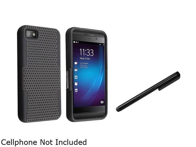 Insten Black meshed Silicone Case w/Black Stylus Pen Compatible with BlackBerry Z10