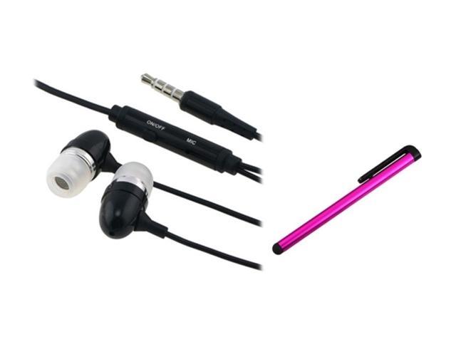 Insten Pink LCD Stylus + Black Headset Compatible with Samsung Galaxy S3 i9300 SIV S4 i9500 N7100