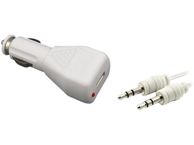 Insten White Car Charger + Auido USB Compatible with Samsung Galaxy Note Nexus Galaxy S4 i9500 S3 SIII