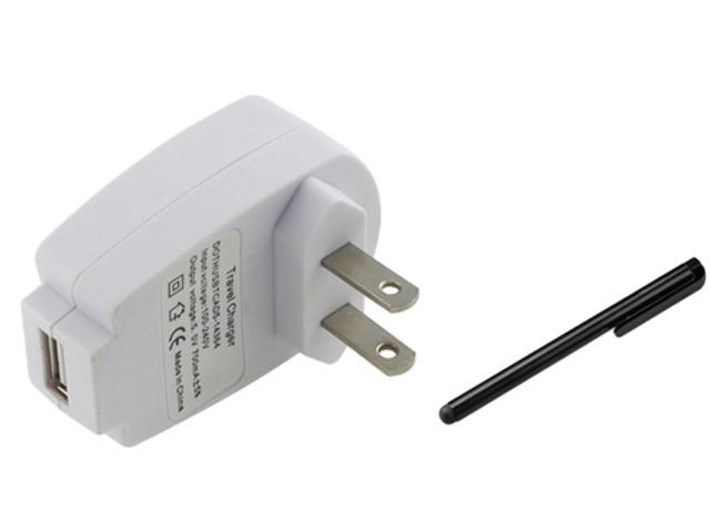 Insten White AC Home Charger + Black Stylus Compatible with Samsung Galaxy S3 i9300 S4 SIV i9500