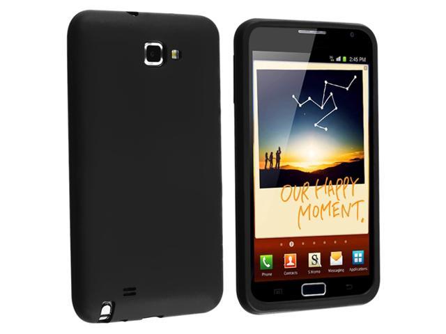 Insten Black Silicone Skin Case + Clear Reusable Screen Protector + Stylus Pen Compatible with Samsung Galaxy Note N7000