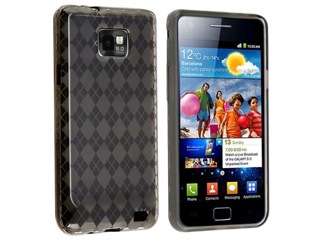Insten Smoke Argyle Checker TPU Rubber Skin Case with Black Headset Dust Cap with Mini Stylus Compatible with Samsung Galaxy S II / S2 i9100