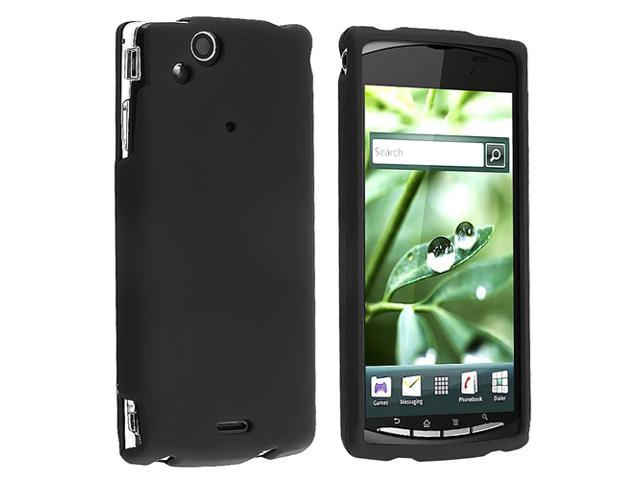 Insten Black Rubber Coated Case with Ball-head On-off & Mic Stereo Headsets Compatible With Sony Ericsson Xperia Arc X12