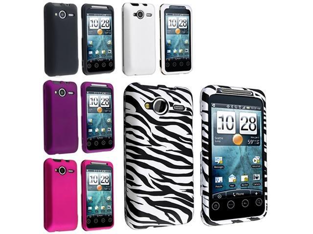 Insten Zebra + Black + Purple + Pink + White Rubber Hard Cover Phone Case For HTC EVO Shift 4G