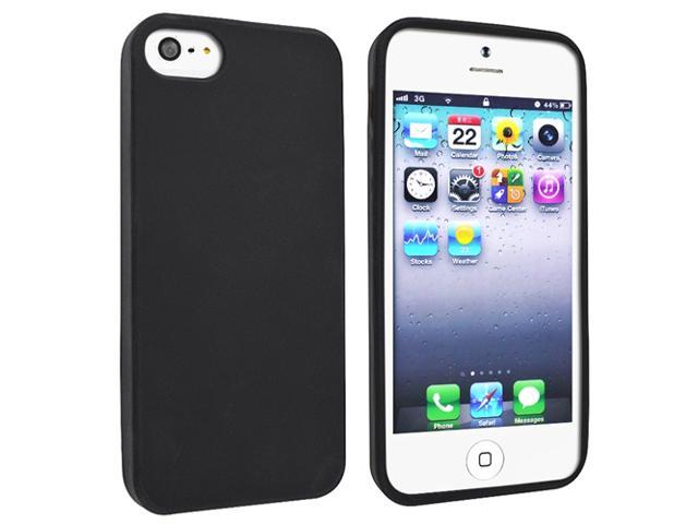 Insten Black Silicone Soft Skin Case + 3pcs Clear Screen Protector Compatible With iPhone 5 / 5s 909146