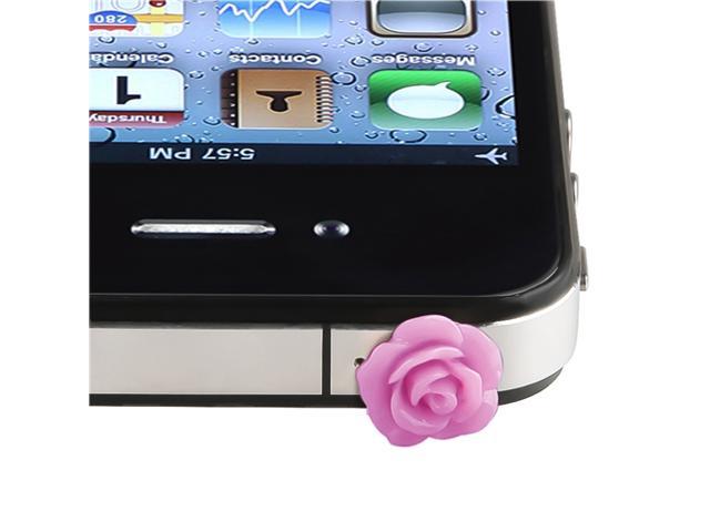 Insten 6pcs Zebra Home Button Sticker + Purple Rose Headset Dust Cap Compatible with Apple iPhone 5 4 4S