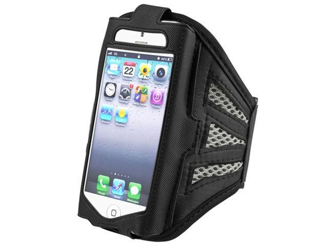 Insten Black / Silver ArmBand + Clear Screen Protector for Apple iPhone 5 / 5C / 5S