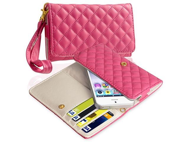 Insten Hot Pink Leather Cell Phone Wallet Case for Apple iPhone 5 / 5C / 5S 942457