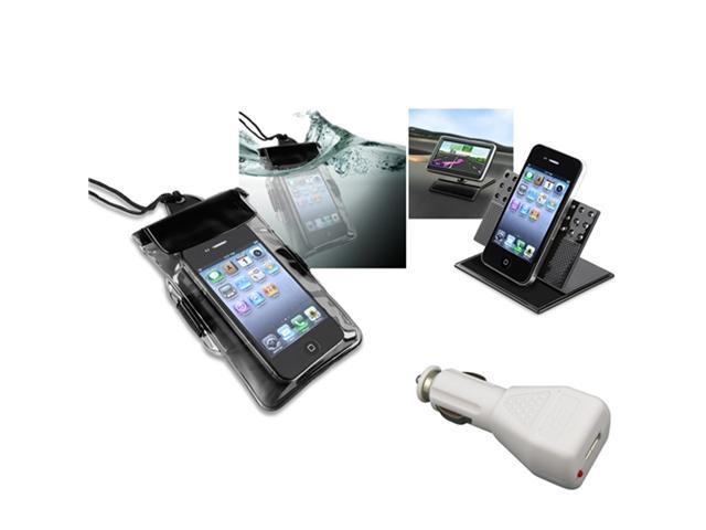 Insten Black Waterproof Bag Case + Charger + Car Holder For Apple iPhone 5 / 5s / 5c / 4s / 3GS / iPod Touch 906692