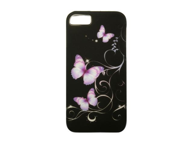 Luxmo Purple Butterfly Rubberized Snap-on Case For iPhone 5 CRIP5BKPPBF