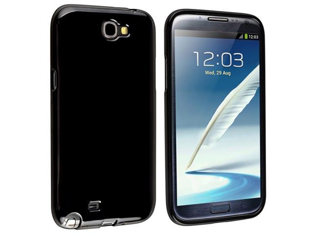 Insten Black TPU Rubber Case Cover + Anti-Glare LCD Cover compatible with Samsung  Galaxy Note II N7100