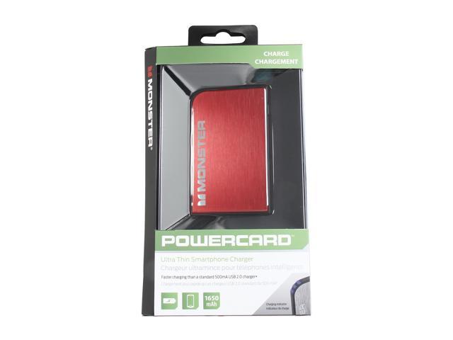 Monster PowerCard Cherry Red 1650 mAh Portable Battery MBL PCARD RD V2 ...